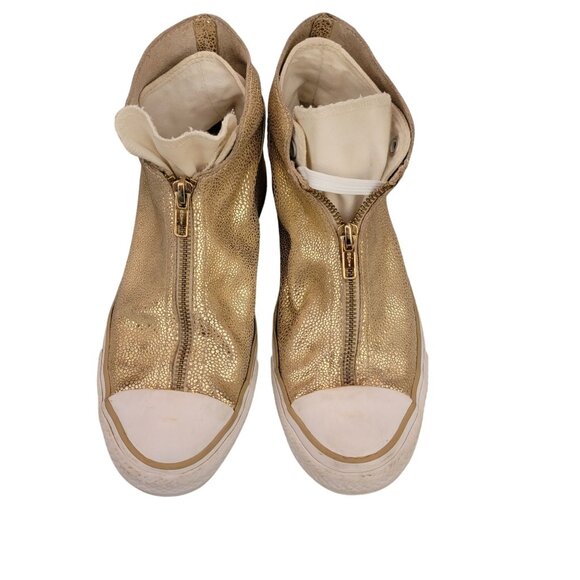 Converse All Star CTAS Shroud Gold Metallic High-Top Sneakers With Zipper Closur - Picture 1 of 9